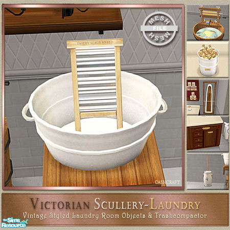 Sims 2 — Victorian Scullery Scrub Board & Tub by Cashcraft — It is washday and you are anxious to try out your new