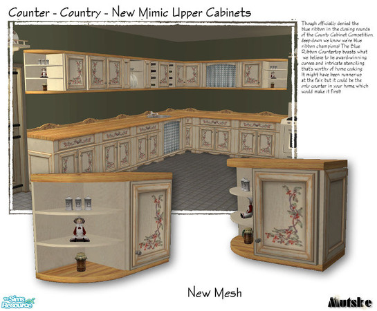 Sims 2 — Country Upper Cabinets - Left Corner by Mutske — New mesh, uses the textures from the original counter. Seasons