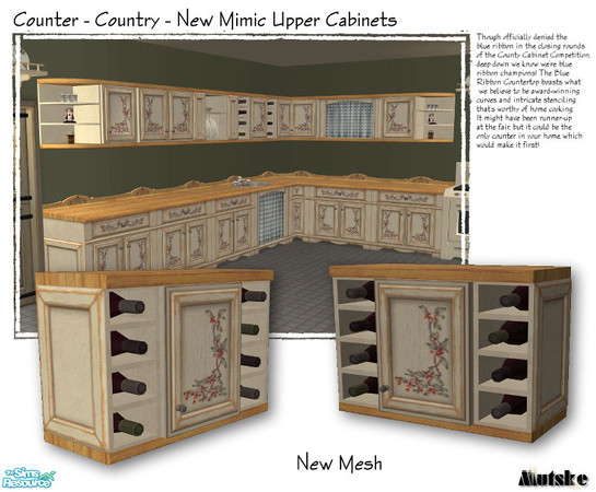 Sims 2 — Country Upper Cabinets - Juicerack by Mutske — New mesh, uses the textures from the original counter. Seasons