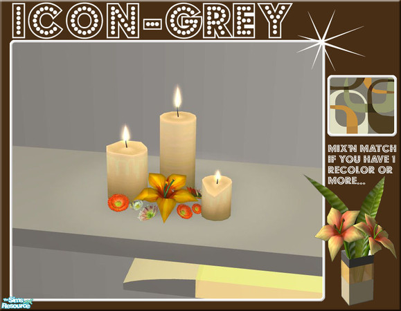 Sims 2 — Icon - Grey Candles by linegud — A grey/orange recolor of my Icon set, please download the mesh set for this to