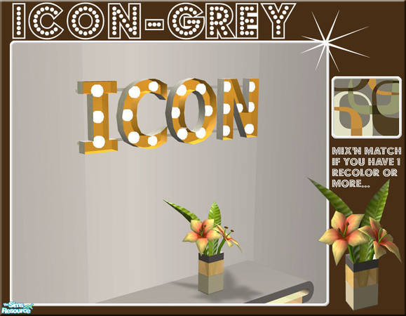 Sims 2 — Icon - Grey Wall light by linegud — A grey/orange recolor of my Icon set, please download the mesh set for this