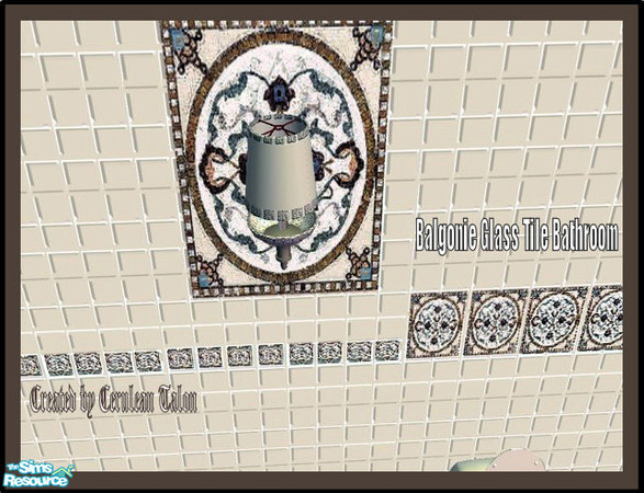 Sims 2 — Balgonie Glass Tile Bath - Sconce by Cerulean Talon — Extravagantly elegant medallions made of sturdy Balgonie