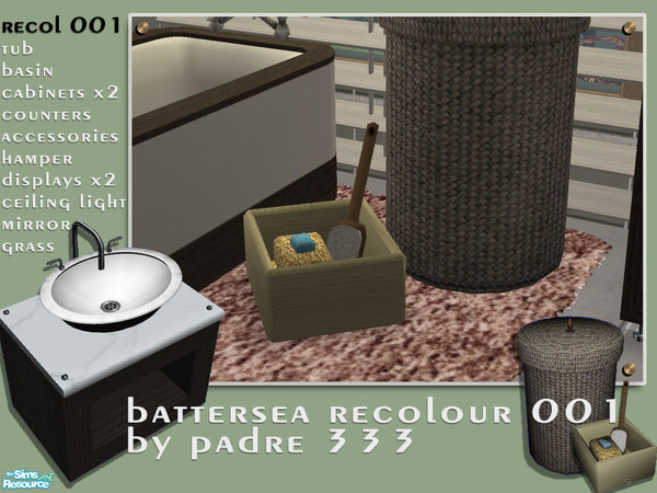 Sims 2 — Battersea Recol 01 - Accessories Basket by Padre — Recolour of the Battersea Bathroom set in deep ebony timber