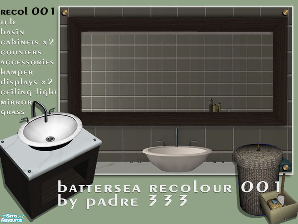Sims 2 — Battersea Recol 01 - Mirror by Padre — Recolour of the Battersea Bathroom set in deep ebony timber topped with a