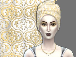 Sims 4 — Head Wrap 03: White & Gold - City Living needed by filo40002 — A beautiful White &amp; Gold African