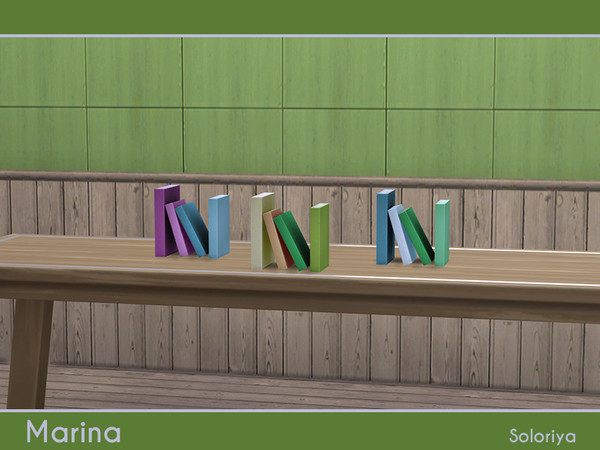 Sims 4 — Marina Books by soloriya — Four books. Part of Marina set. 3 color variations. Category: Decorative - Clutter.