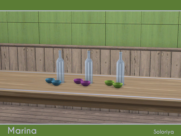 Sims 4 — Marina Bottle with Bowls by soloriya — Bottle with two bowls. Part of Marina set. 3 color variations. Category: