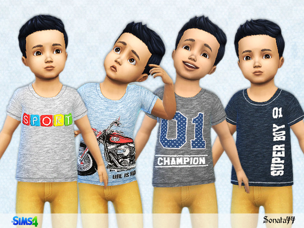 Sims 4 — S77 toddler 12 by Sonata77 — New T-shirts for toddler (boys). New item. 4 colors.