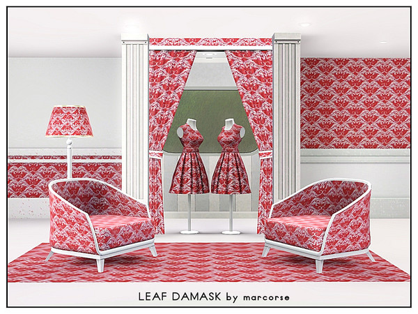Sims 3 — Leaf Damask 3_marcorse by marcorse — Fabric pattern - wine toned classic leaf damask .