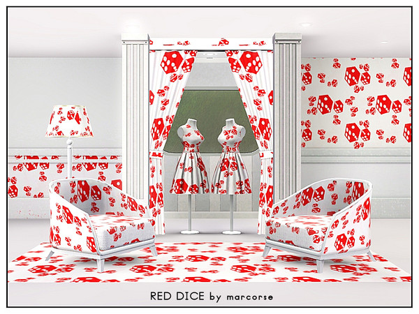 Sims 3 — Red Dice_marcorse by marcorse — Geometric pattern: red dice on white . . take a chance
