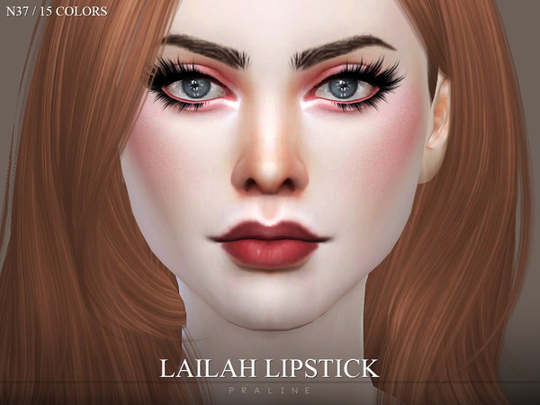 Sims 4 — Lailah Lipstick N37 by Pralinesims — Lips in 15 colors.
