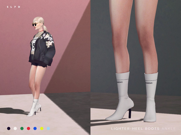 Sims 4 — Lighter-Heel Ankle Boots  by SLYD — ** 7 swatches. ** New mesh by me. ** Read creator notes for cc list. **
