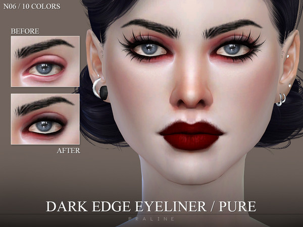Sims 4 — Dark Edge Liner Pure N06 by Pralinesims — Eyeliner in 10 colors.