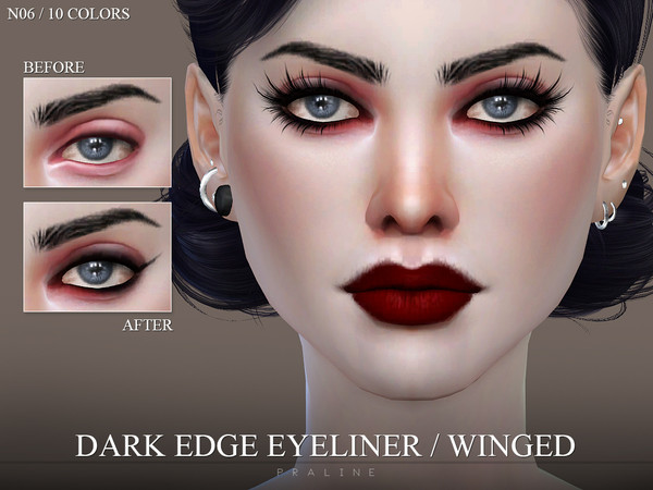 Sims 4 — Dark Edge Liner Winged N06 by Pralinesims — Eyeliner in 10 colors.