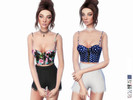 Sims 4 — Zipped Bustier Top by itsleeloo — Bustier top with front zip-up detail. Has 5 different colour (print) swatches.