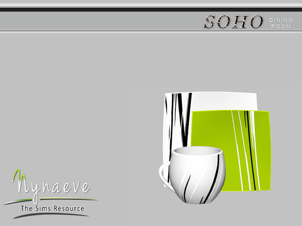 Sims 3 — Soho Tableware by NynaeveDesign — Soho Dining Room - Tableware Located in: Decor - Clutter Decor - Miscellaneous