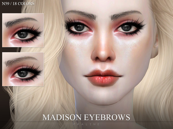 Sims 4 — Madison Eyebrows N59 by Pralinesims — Realistic eyebrows in 18 colors. All ages, all genders.