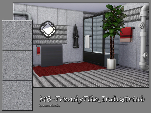 Sims 4 — MB-TrendyTile_Industrial by matomibotaki — MB-TrendyTile_Industrial, rough industrial tile wall, will give your