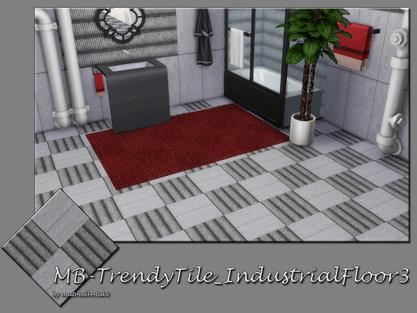 Sims 4 — MB-TrendyTile_IndustrialFloor3 by matomibotaki — MB-TrendyTile_IndustrialFloor3, partly rough tile and metal