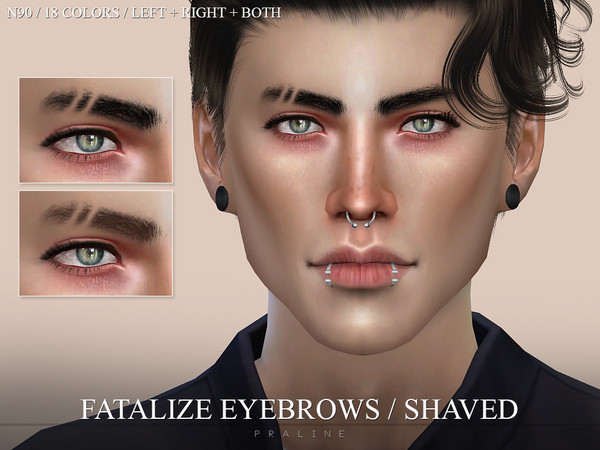 Sims 4 — Fatalize Eyebrows SHAVED N90 by Pralinesims — Realistic, shaved eyebrows in 18 colors. For the left, right or