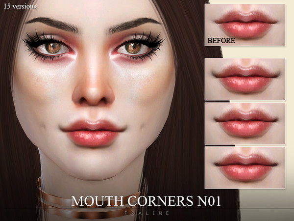 Sims 4 — Mouth Corners N01 by Pralinesims — Cute mouth corners in 5 styles for your sims. Comes for both, left and right