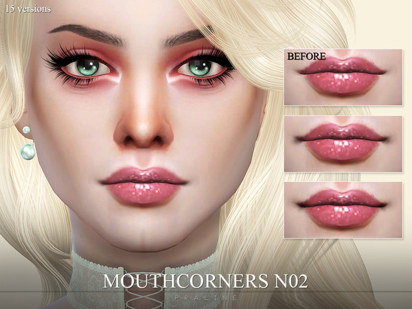 Sims 4 — Mouthcorners N02 by Pralinesims — Realistic lower mouthcorners for your sims. 5 variations, which come for both,