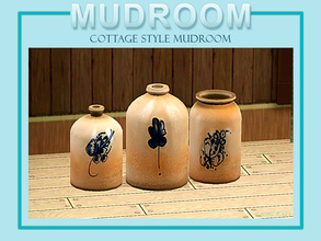 Sims 3 — Cottage Style Mudroom Jugs by Cashcraft — A trio of vintage stoneware jugs for use as decorative clutter.