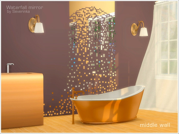 Sims 4 — Wall mirror Waterfall middle wall by Severinka_ — Wall mirror Waterfall for middle wall 1 colors