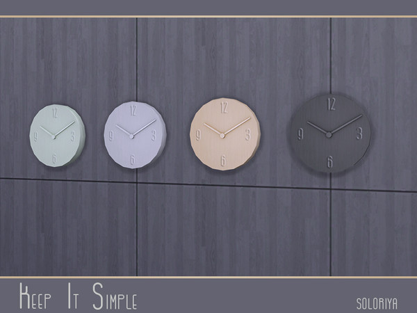Sims 4 — Keep It Simple Wall Clock by soloriya — Round wall clock. Part of Keep It Simple set. 4 color variations.