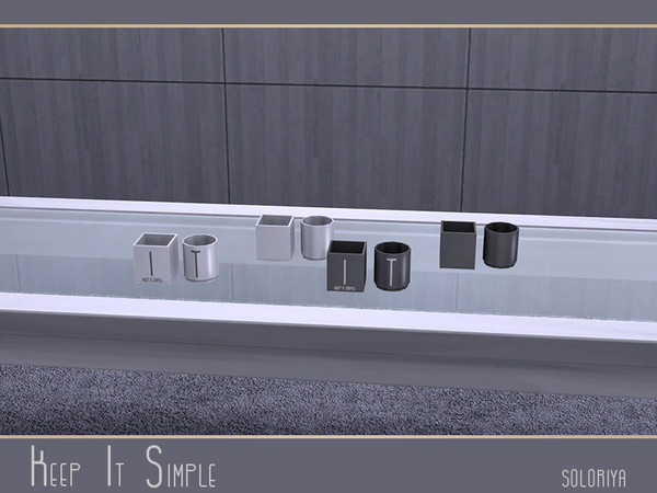Sims 4 — Keep It Simple IT part by soloriya — Two ceramic glasses with word IT. Part of Keep It Simple set. 4 color