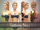 Sims 4 — Tattoo pack No. 1 by HalbtagsSmiley — 4 unique colorful tattoos.