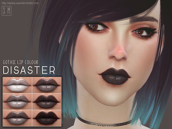 Sims 4 — [ Disaster ] Gothic Lip Colour by Screaming_Mustard — A slightly more gothic / punk set of lip shades. For