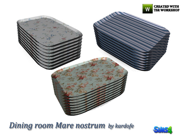 Sims 4 — kardofe_Dining room Mare nostrum_Trays by kardofe — Stacked trays, in three color options 