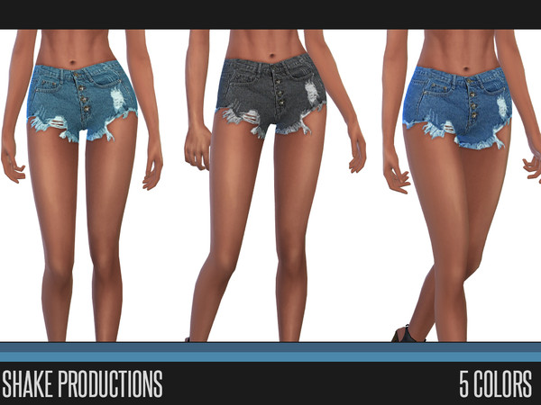 Sims 4 — Shake Productions 65 2 by ShakeProductions — Ripped denim shorts 5 Colors