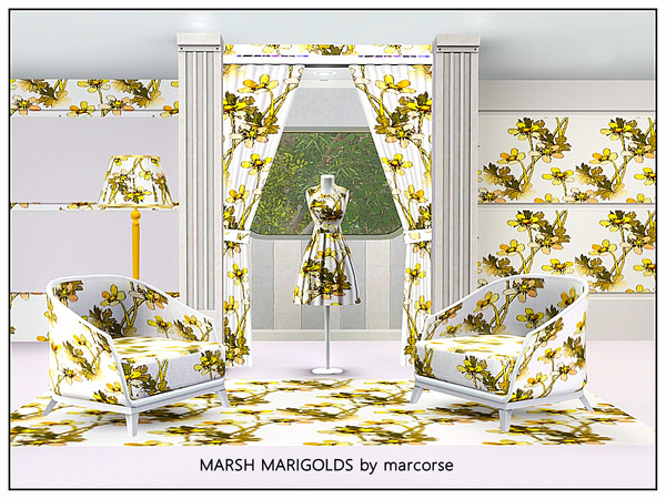 Sims 3 — Marsh Marigolds_marcorse by marcorse —  Abstract pattern - bright and happy marsh marigolds - otherwise known as