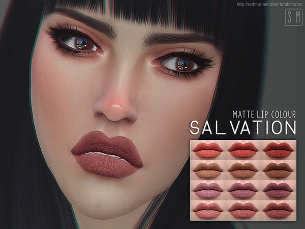 Sims 4 — [ Salvation ] - Matte Lip Colour by Screaming_Mustard — A very matte plumping lip colour. For males and females,