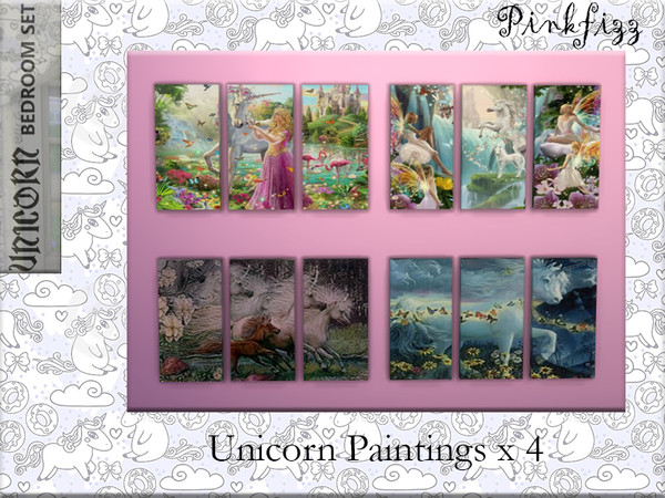Sims 4 — Pinkfizz Unicorn Paintings by Pinkfizzzzz — The Magic of Paintings when they are unicorns. For the little Sims