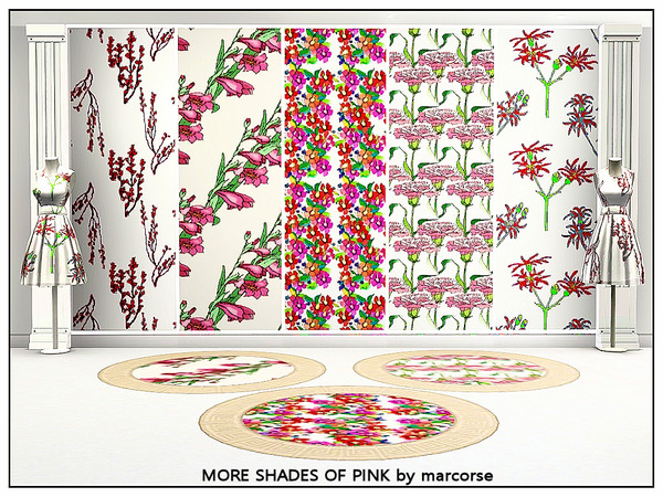 Sims 3 — More Shades of Pink_marcorse by marcorse — Five selected floral patterns in shades of pink. All are found in