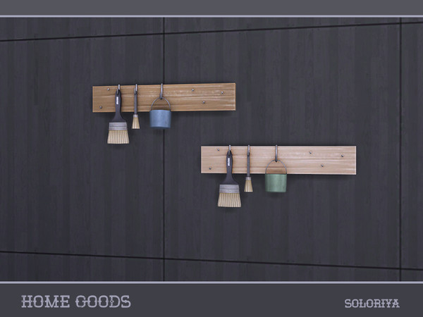 Sims 4 — Home Goods Wall Deco With Brushes by soloriya — Wall deco with brushes and a small bucket. Part of Home Goods