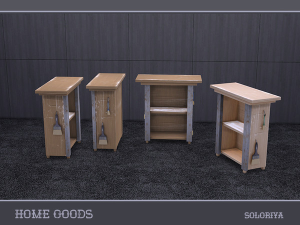 Sims 4 — Home Goods Table With Brushes by soloriya — Table with brushes and slots for decorative items. Part of Home