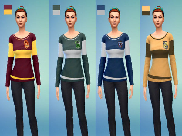 Sims 4 — Harry Potter Hogwarts Quidditch Jumpers by alilouise — Hogwarts Quidditch jumpers for your sims to wear.