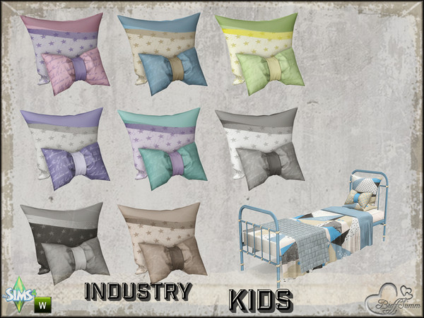 Sims 4 — Industry Kids Pillow 'Bow' For Singlebed by BuffSumm — Part of the *Industry Series* ***TSRAA***