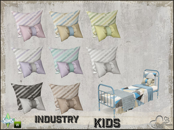Sims 4 — Industry Kids Pillow 'Bow' For Singlebed Recolor 2 by BuffSumm — Part of the *Industry Series* Recolor only!