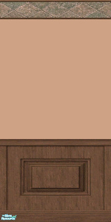 Sims 2 — Mixed Slate - Wall w/wainscotting by tlkaska — This wall with a medium wood wainscotting and a rose and green