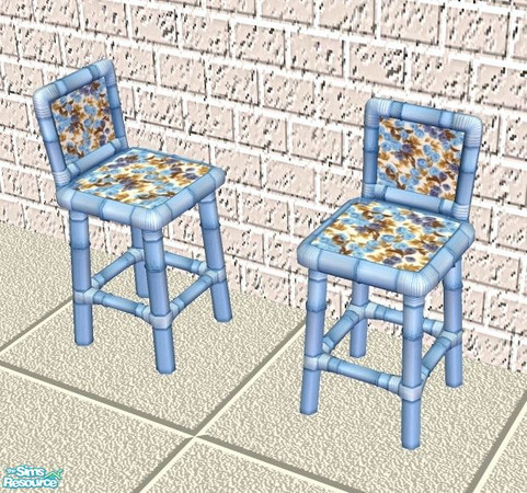 Sims 2 — Blue Tiki Bar Stool by Raveena — Part of the Blue Tiki Party Set.