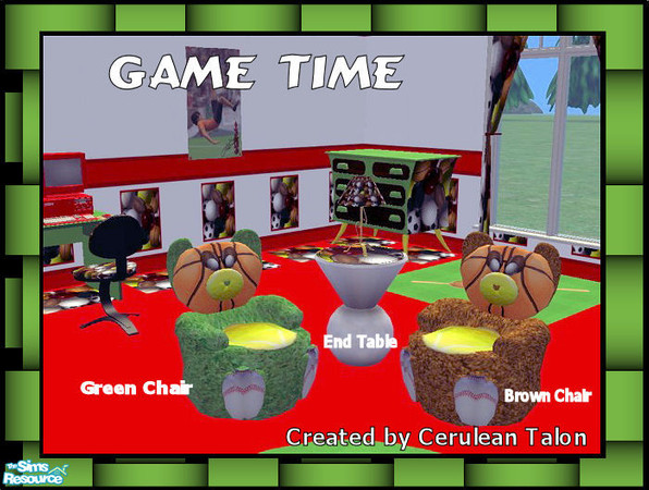 Sims 2 — Game Time - Bedroom - Green Bear Chair by Cerulean Talon — Wonderfully vibrant green bear chair made especially