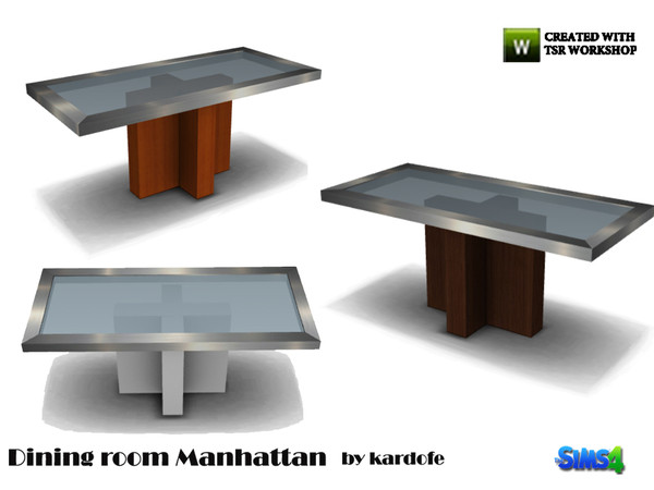 Sims 4 — kardofe_Dining room Manhattan_DiningTable by kardofe — Dining table, in wood, glass and metal, in three color