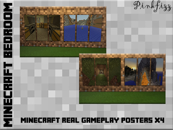 Sims 4 — Pinkfizz Minecraft Paintings by Pinkfizzzzz — For the little obsessed sim, taken from real screenshots from the