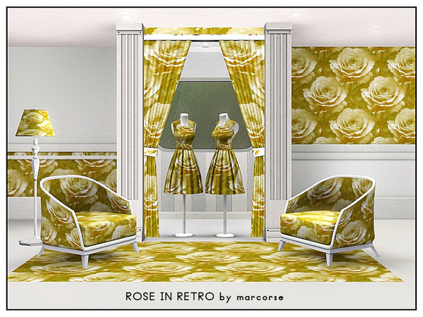 Sims 3 — Rose in Retro_marcorse by marcorse — Fabric pattern: perfect antique ivory rose in a retro design