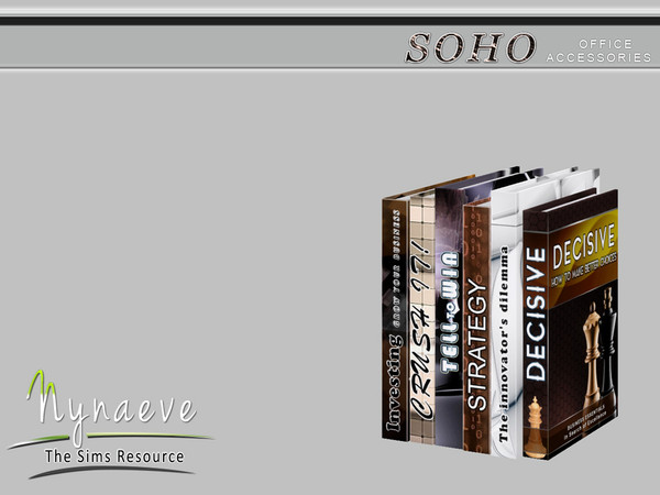 Sims 4 — Books v1 by NynaeveDesign — Soho Office - Books v1 Located in: Decor - Miscellaneous Decor - Clutter Price: 121